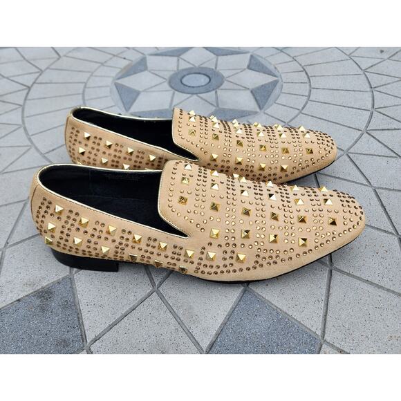 Asher Green Tonal Crystal Studded Suede Smoking Loafer Dress Shoes 14 - Picture 3 of 12